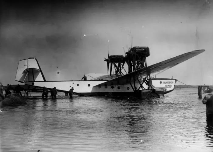Framed Print : Seaplane. Circa 1920: Sideview of large seaplane Rohrbach Romar Framed Print : Seaplane. Circa 1920: Sideview of large seaplane Rohrbach Romar