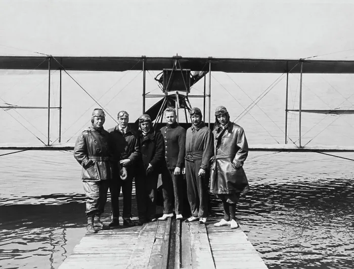 Framed Print : Seaplane Aviators, 1917 Framed Print : Seaplane Aviators, 1917