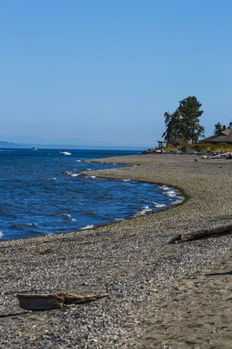 Framed Print : Seashore on sunny day, Puget Sound, Fay Bainbridge Park, Bainbridge Island, Washington State, USA Framed Print : Seashore on sunny day, Puget Sound, Fay Bainbridge Park, Bainbridge Island, Washington State, USA