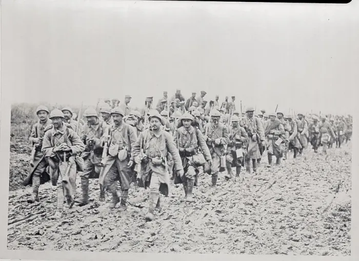 Framed Print : Seasoned French Veterans Returning to the Front Framed Print : Seasoned French Veterans Returning to the Front