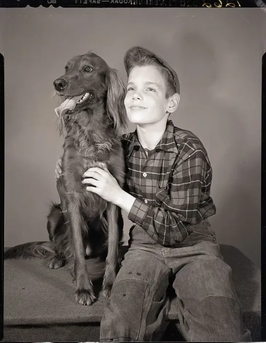Framed Print : Seated Boy with Dog Framed Print : Seated Boy with Dog