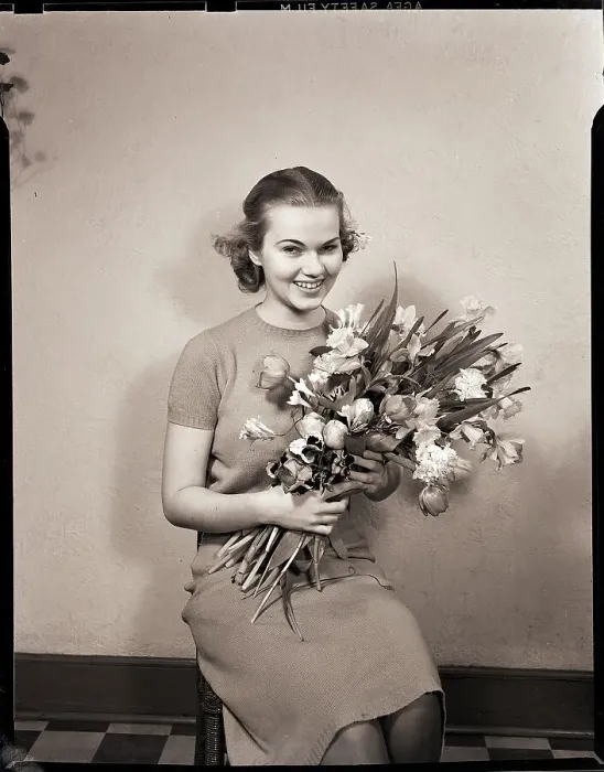 Framed Print : Seated Girl Holding Flowers Framed Print : Seated Girl Holding Flowers