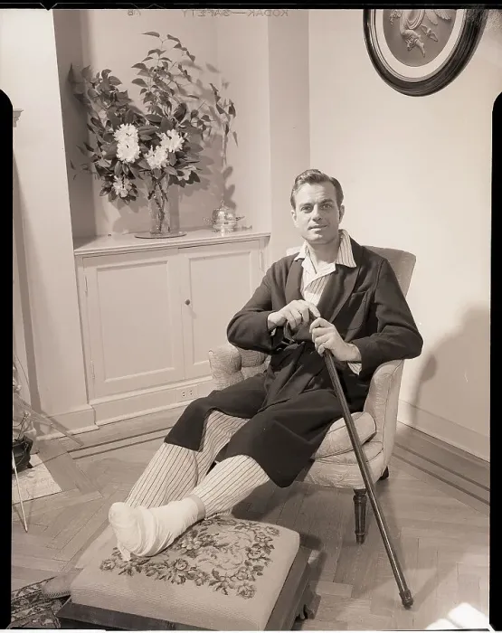 Framed Print : Seated Man with Injured Foot Holding Cane Framed Print : Seated Man with Injured Foot Holding Cane