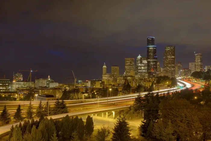 Framed Print : Seattle City Freeway at Night Framed Print : Seattle City Freeway at Night