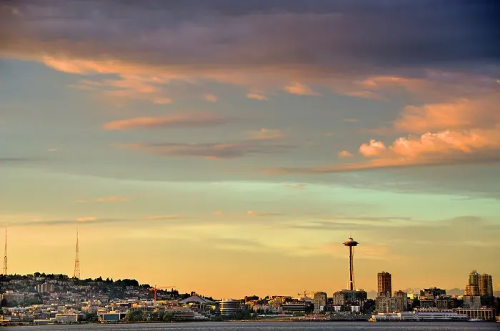 Framed Print : Seattle Space Needle at sunset