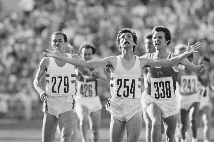 Framed Print : Sebastian Coe Crosses Finish Line Framed Print : Sebastian Coe Crosses Finish Line