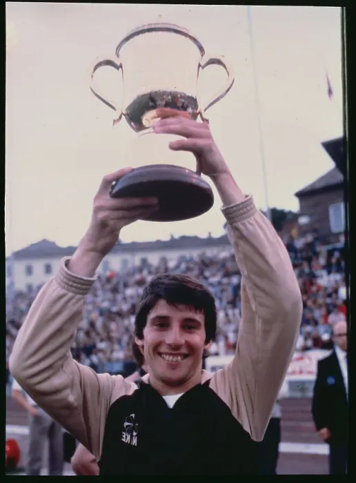 Framed Print : Sebastian Coe Holding Trophy Overhead
