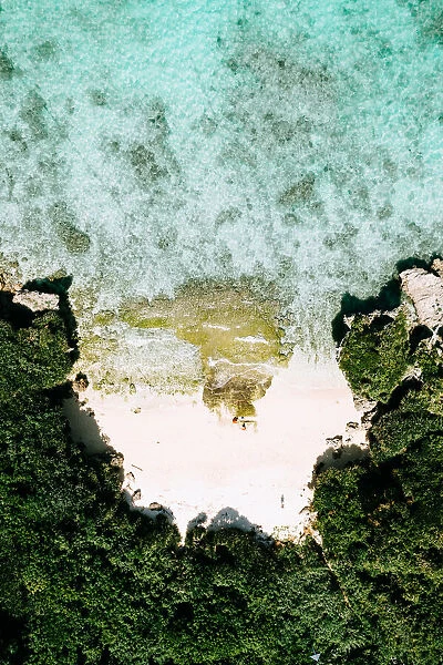 Secluded tropical beach from above, Okinawa, Japan