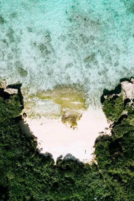 Framed Print : Secluded tropical beach from above, Okinawa, Japan Framed Print : Secluded tropical beach from above, Okinawa, Japan