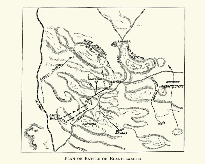 Framed Print : Second Boer War - Plan of the Battle of Elandslaagte Framed Print : Second Boer War - Plan of the Battle of Elandslaagte