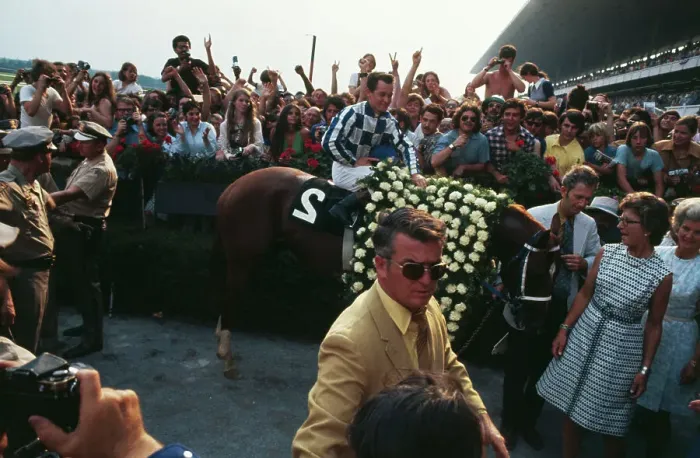 Framed Print : Secretariat in the Winner's Circle at Belmont Park