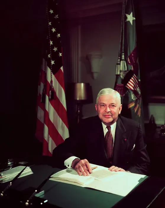 Framed Print : Secretary of Defense Charles E. Wilson at Desk Framed Print : Secretary of Defense Charles E. Wilson at Desk