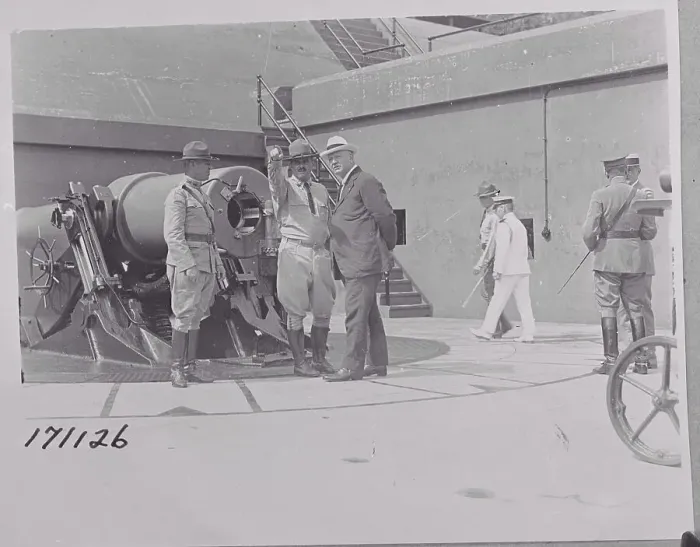 Framed Print : Secretary of Navy Denby Examining Weaponry Framed Print : Secretary of Navy Denby Examining Weaponry