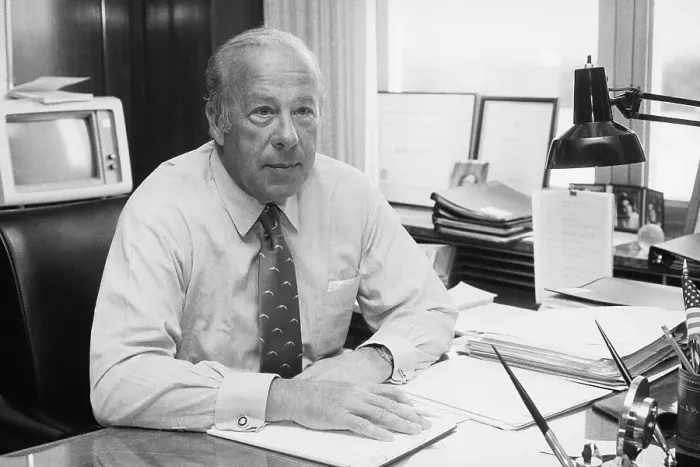 Framed Print : Secretary of State George Schultz at Desk Framed Print : Secretary of State George Schultz at Desk