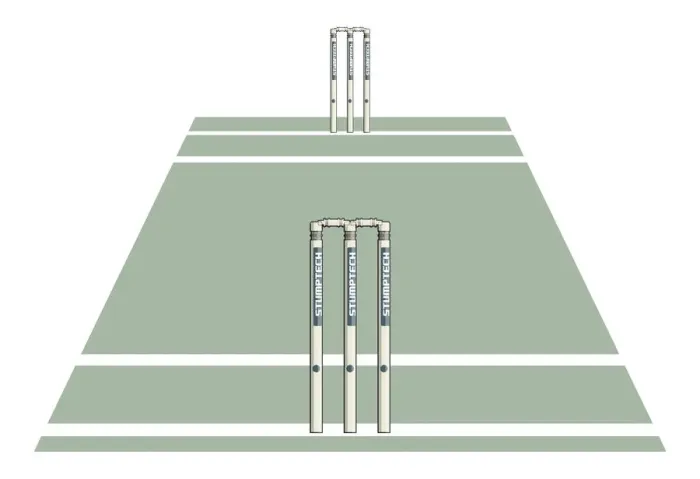 Framed Print : Section of cricket field, wickets at either end Framed Print : Section of cricket field, wickets at either end
