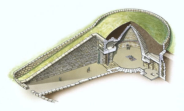 Sectioned view of Treasury of Atreus at Mycenae, Greece