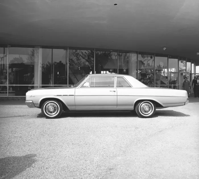Framed Print : Sedan car in parking lot, (B&W) Framed Print : Sedan car in parking lot, (B&W)