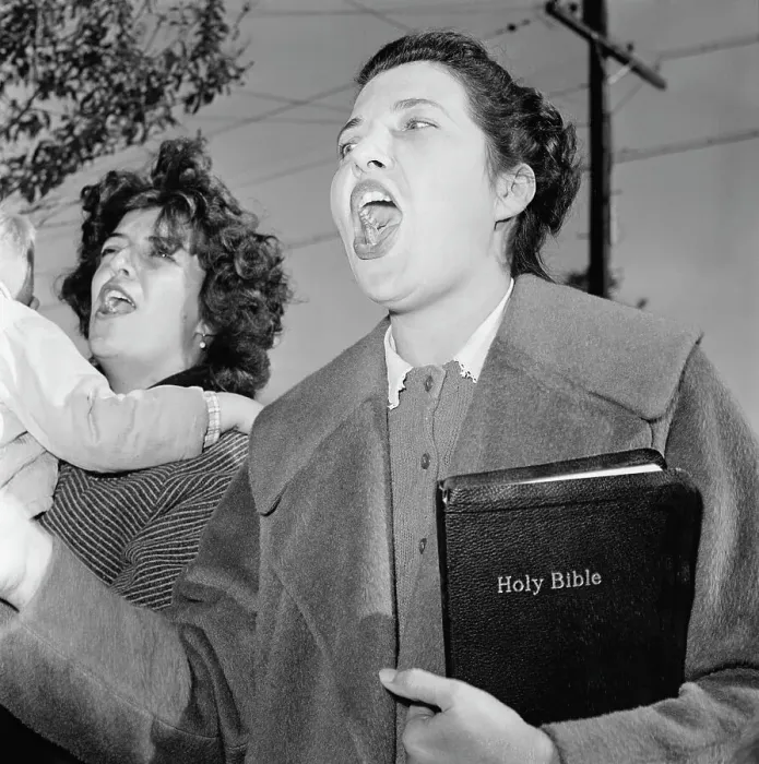 Framed Print : Segregationist Yelling and Holding Bible Framed Print : Segregationist Yelling and Holding Bible