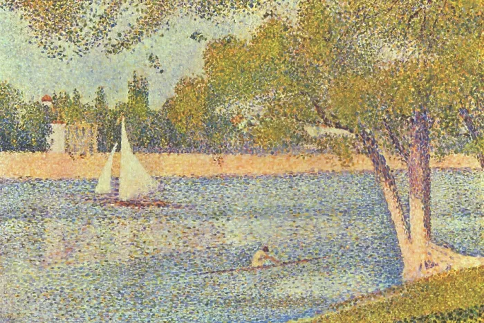 Framed Print : The Seine by the Island of Jatte in Spring Framed Print : The Seine by the Island of Jatte in Spring