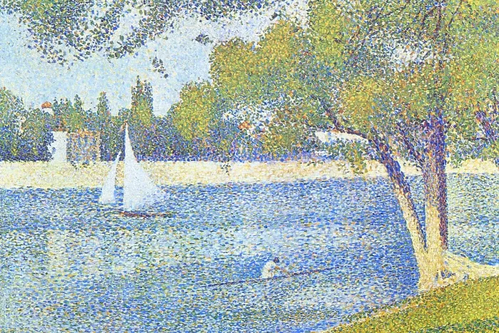 Framed Print : The Seine by the Island of Jatte in Spring Framed Print : The Seine by the Island of Jatte in Spring