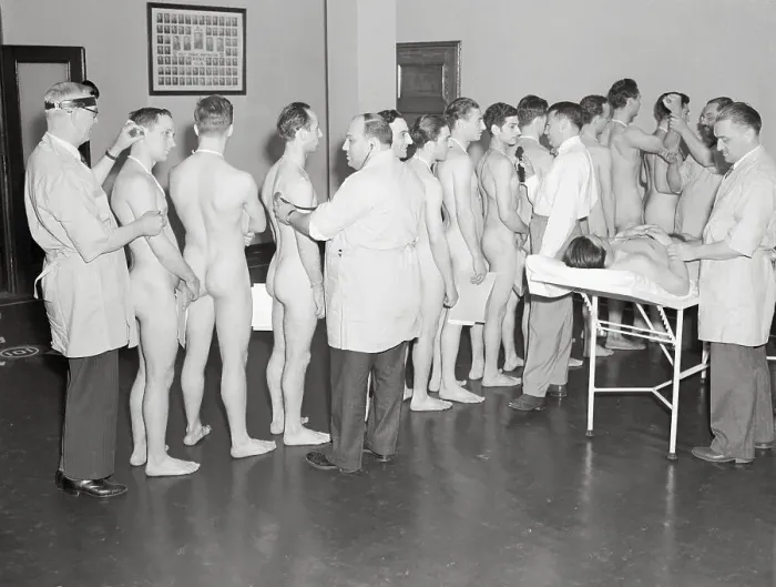 Framed Print : Selectees Receiving Medical Examination Framed Print : Selectees Receiving Medical Examination