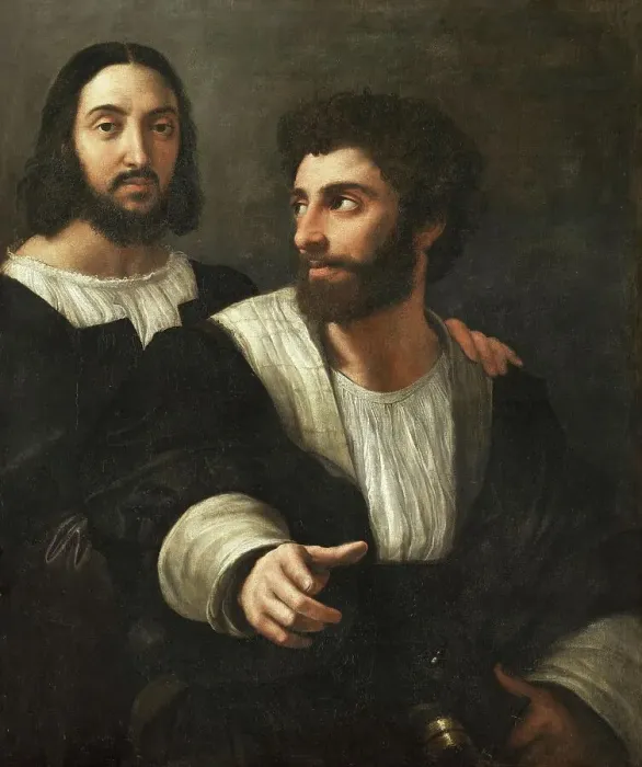 Framed Print : Self-portrait with a friend by Raffaello Sanzio da Urbino, also Raffael da Urbino, Raffaello Santi, Raffaello Sanzio, Raphael, Italian painter, Italy, digitally restored reproduction of a work of art (public domain) from c. 1500 Framed Print : Self-portrait with a friend by Raffaello Sanzio da Urbino, also Raffael da Urbino, Raffaello Santi, Raffaello Sanzio, Raphael, Italian painter, Italy, digitally restored reproduction of a work of art (public domain) from c. 1500