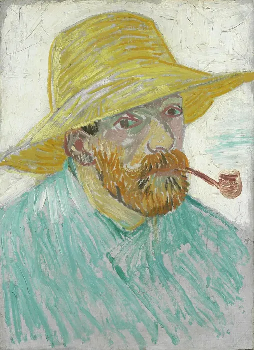 Framed Print : Self-Portrait With Straw Hat And Pipe Framed Print : Self-Portrait With Straw Hat And Pipe