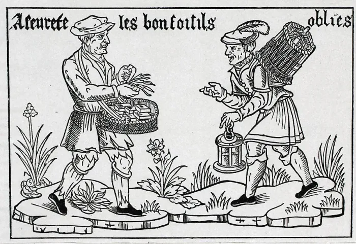 Framed Print : Seller Of Tinderbox, Wafer; Woodcut Framed Print : Seller Of Tinderbox, Wafer; Woodcut