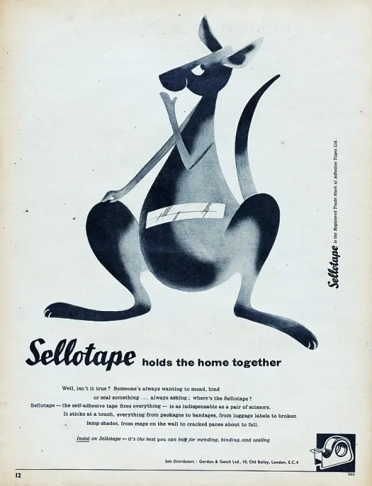 Framed Print : Sellotape. 1957: A kangaroo with its pouch closed with adhesive tape for Framed Print : Sellotape. 1957: A kangaroo with its pouch closed with adhesive tape for
