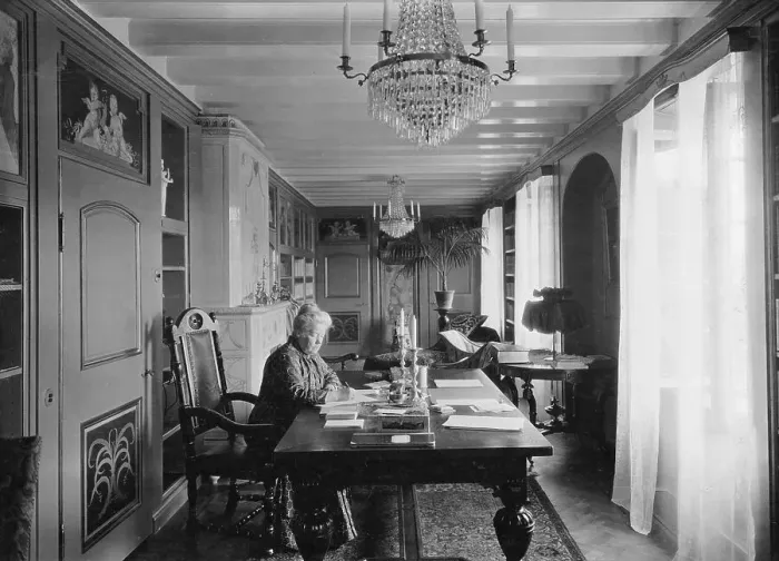 Framed Print : Selma Lagerlof Writing at Desk