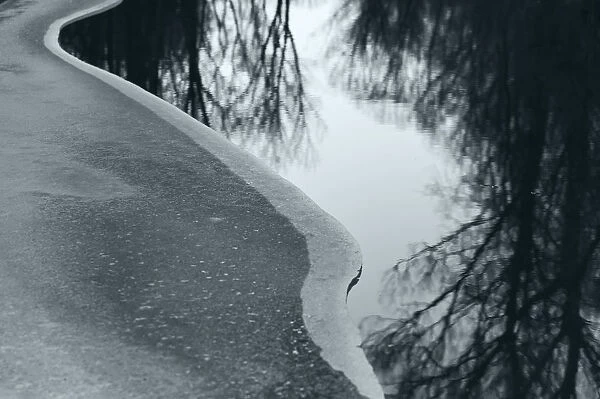 Semi-frozen body of water