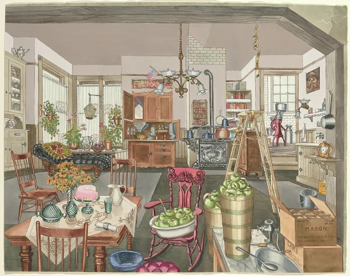 Framed Print : Semi-Rural Kitchen And Dining Room Framed Print : Semi-Rural Kitchen And Dining Room