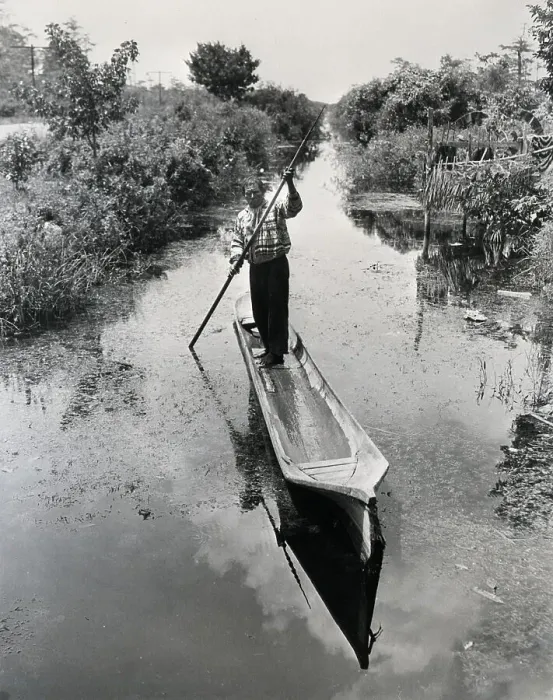Framed Print : Seminole Indian Poling Canoe in Canal Framed Print : Seminole Indian Poling Canoe in Canal