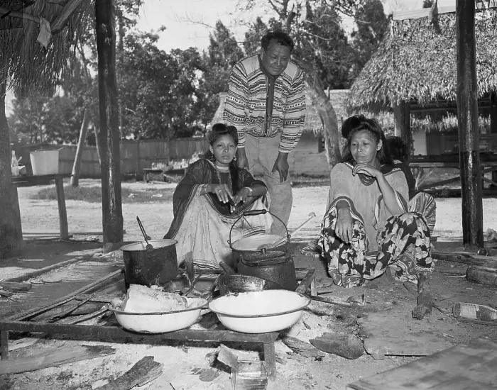 Framed Print : Seminole Women Cooking in Hut Framed Print : Seminole Women Cooking in Hut