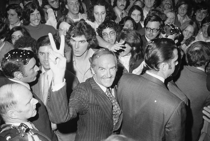 Framed Print : Sen. George Mcgovern Gives Victory Sign Framed Print : Sen. George Mcgovern Gives Victory Sign