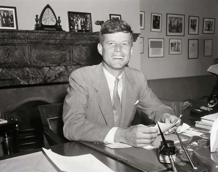 Framed Print : Sen John F Kennedy At Desk Framed Print : Sen John F Kennedy At Desk