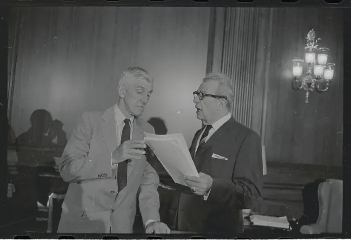 Framed Print : Sen. Leverett Santonstall Speaking with Everett Dirksen