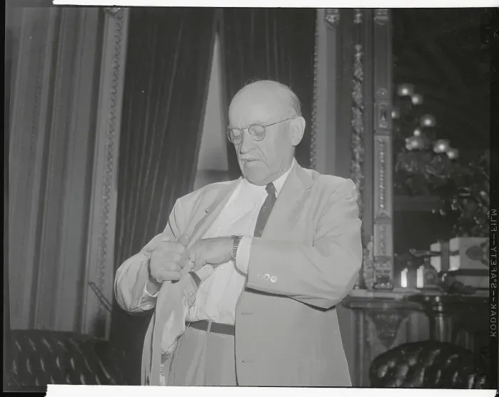 Framed Print : Sen. Ralph E. Flanders Reaching Into Pockets Framed Print : Sen. Ralph E. Flanders Reaching Into Pockets