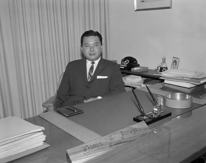 Framed Print : US Senate Candidate Daniel Inouye Framed Print : US Senate Candidate Daniel Inouye