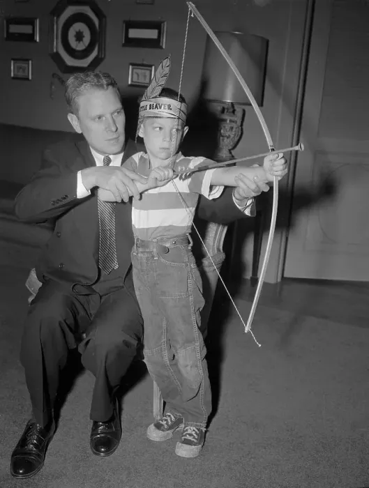 Framed Print : Senator Albert Gore and Son Playing Bow and Arrow Framed Print : Senator Albert Gore and Son Playing Bow and Arrow