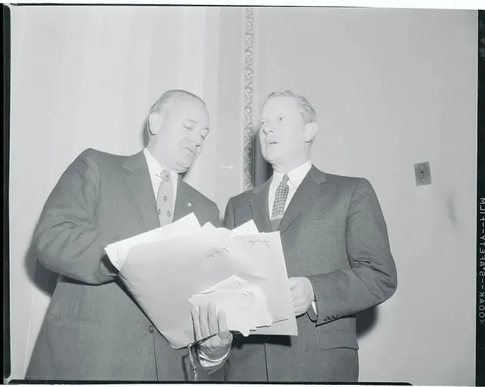Framed Print : Senator Albert Gore Standing With Senator Styles Bridges Framed Print : Senator Albert Gore Standing With Senator Styles Bridges