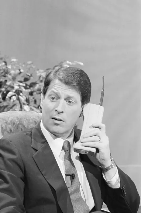 Framed Print : Senator Albert Gore Uses Cellular Phone Framed Print : Senator Albert Gore Uses Cellular Phone