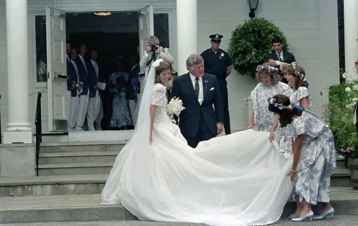Framed Print : Senator Edward Kennedy with Caroline Kennedy Arriving for Her Wedding Framed Print : Senator Edward Kennedy with Caroline Kennedy Arriving for Her Wedding