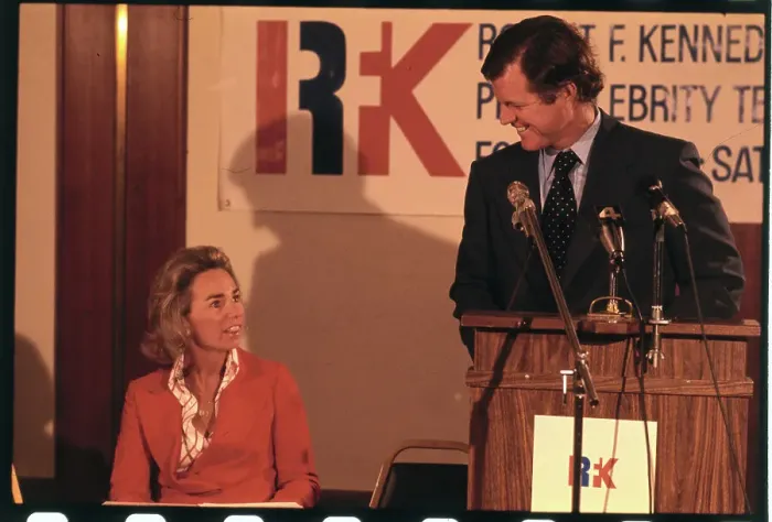 Framed Print : Senator Edward M. Kennedy Smiling at Sister-in-law Ethel Kennedy During Press Conference Framed Print : Senator Edward M. Kennedy Smiling at Sister-in-law Ethel Kennedy During Press Conference