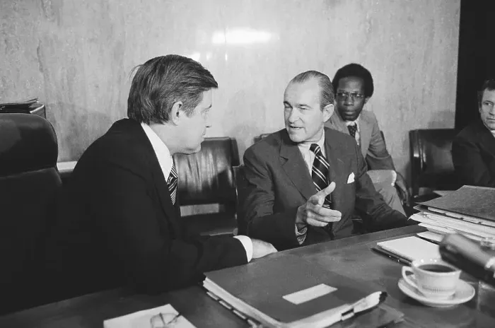 Framed Print : Senator Frank Church and CIA Director Richard Helms Conversing Framed Print : Senator Frank Church and CIA Director Richard Helms Conversing