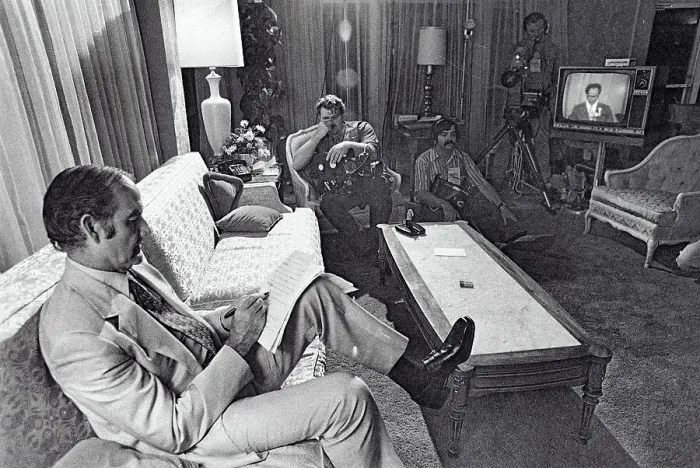 Framed Print : Senator George McGovern in Hotel Room Framed Print : Senator George McGovern in Hotel Room