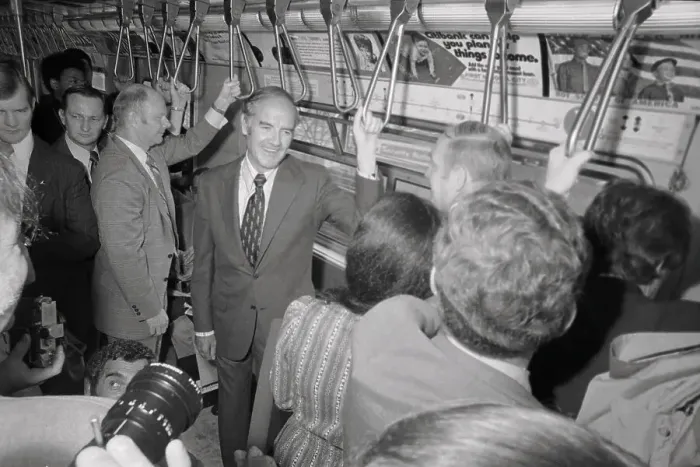 Framed Print : Senator George McGovern Riding the Subway Framed Print : Senator George McGovern Riding the Subway