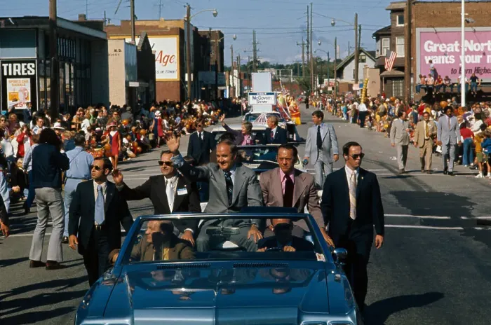 Framed Print : Senator George McGovern Waving from Open Car