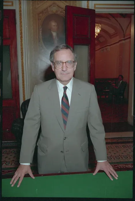 Framed Print : Senator George Mitchell Posing in Senate Chambers Hall Framed Print : Senator George Mitchell Posing in Senate Chambers Hall