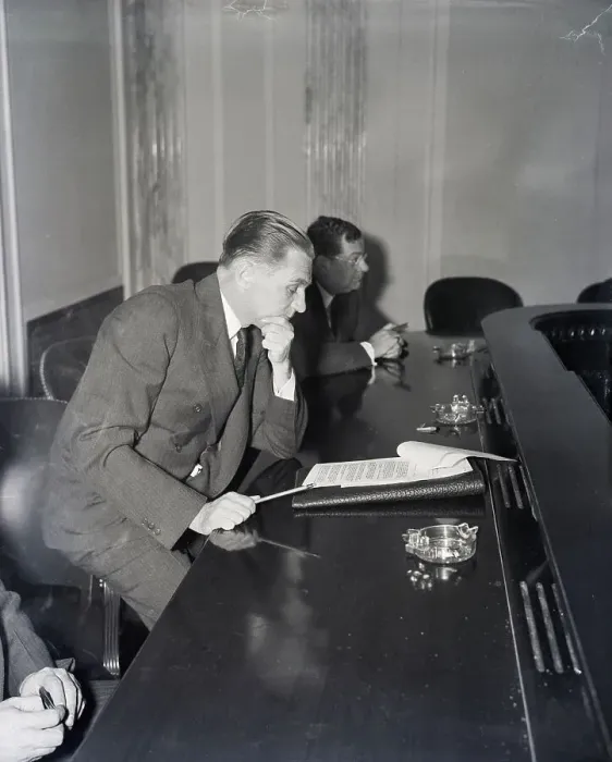 Framed Print : Senator Gerald Nye Reading a Report Framed Print : Senator Gerald Nye Reading a Report